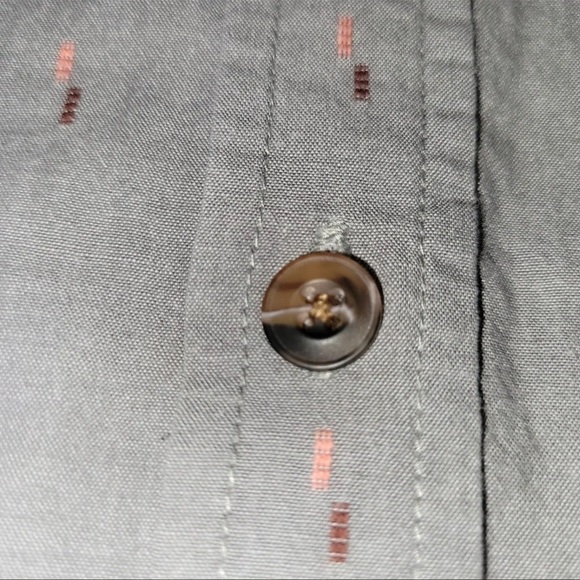 PRANA Men's Med Broderick Button Up Shirt Short Sleeve Standard Fit Gravel Gray - Picture 6 of 11